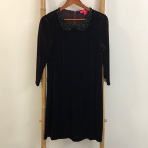 Betsey Johnson Embellished Neckline Shift Dress